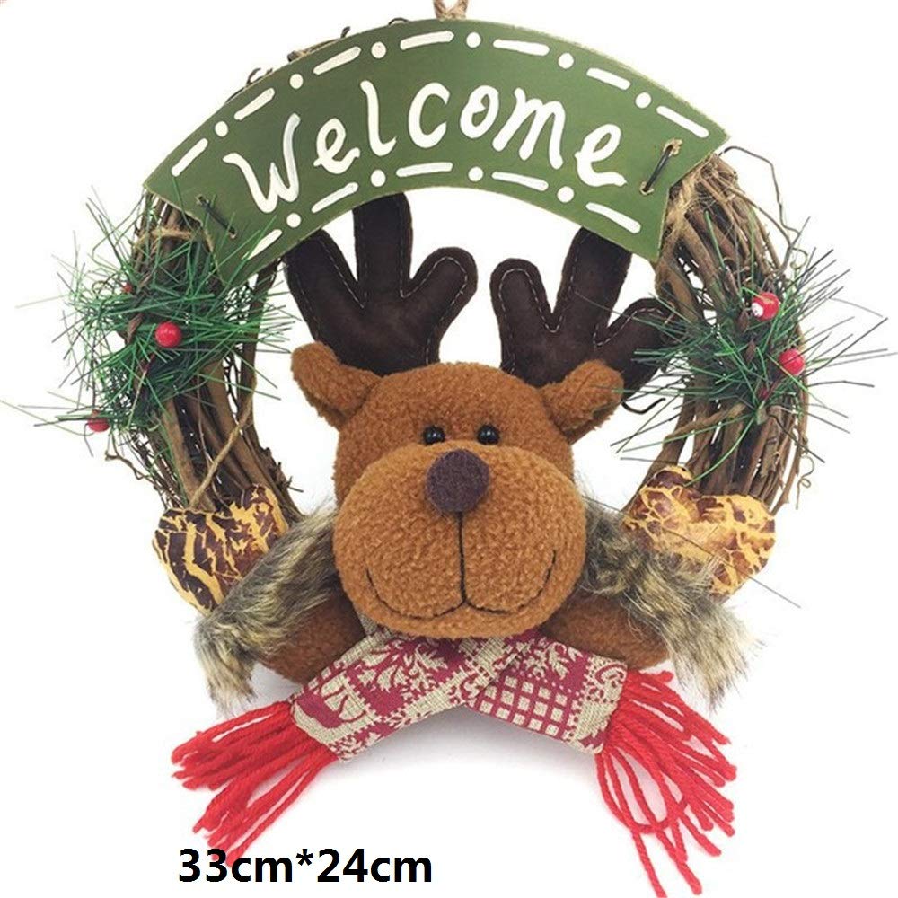 Guirlande De Noël Bonhomme De Neige Elk Santa Garland Arbre De Noël Pendentif Mur Porte Fenêtre Suspendue Décor 6