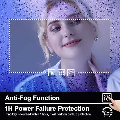 Miniatura 4 de Espejo LED para baño, espejo rectangular LED HD con 8 colores retroiluminados regulables + 3 colores frontales, control táctil, antivaho, función de