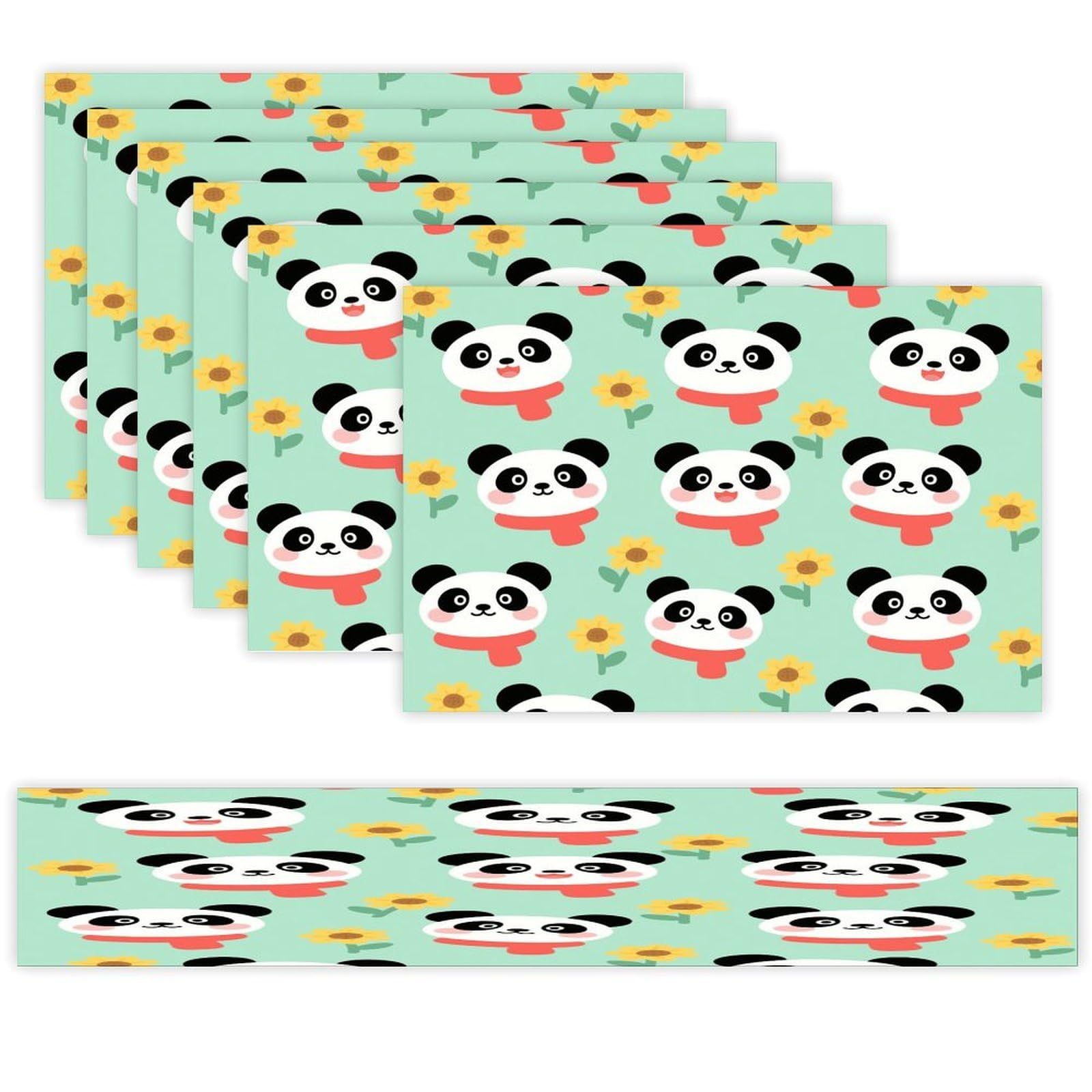 Pandan Table Runner and Placemats Set of 7 Linen Table Mat Non-Slip Place Mats Washable Placemat Heat Resistant Place Mat with Table Runner for Party Dining Decor