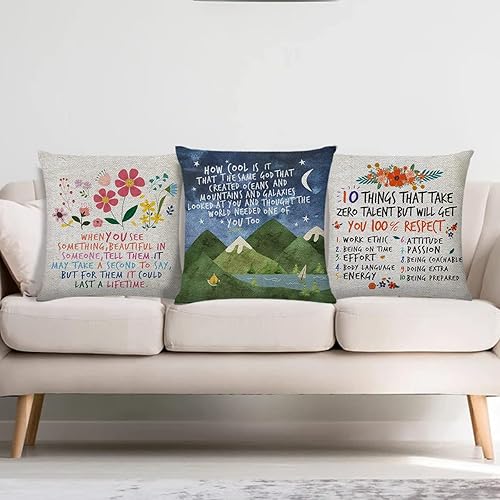 Miniatura 5 de Littlefa Regalos inspiradores, linda funda de almohada con diseño de montañas, funda de cojín decorativa, para sala de estar, dormitorio, decoración