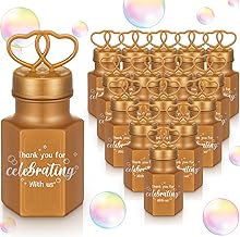 Realspring 96 Pcs Gold Wedding Bubble Wands Bulk Mini Double Heart Bubbles for Wedding Anniversary Engagement Bridal Showers Celebration Valentine Dating Gift for Couple