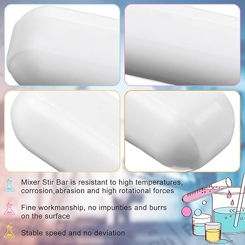 Miniatura 2 de Weewooday 8 Pieces PTFE Magnetic Mixer Stirrer Bar, White Color Stainless Steel Laboratory PTFE Stir Plate Bar, Mixing Plate Magnet Stick