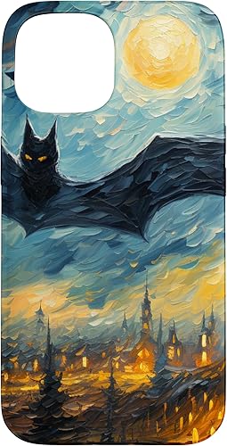 Miniatura 10 de Funda para iPhone 13 Pro Max Halloween espeluznante murciélago negro noche estrellada Van Gogh