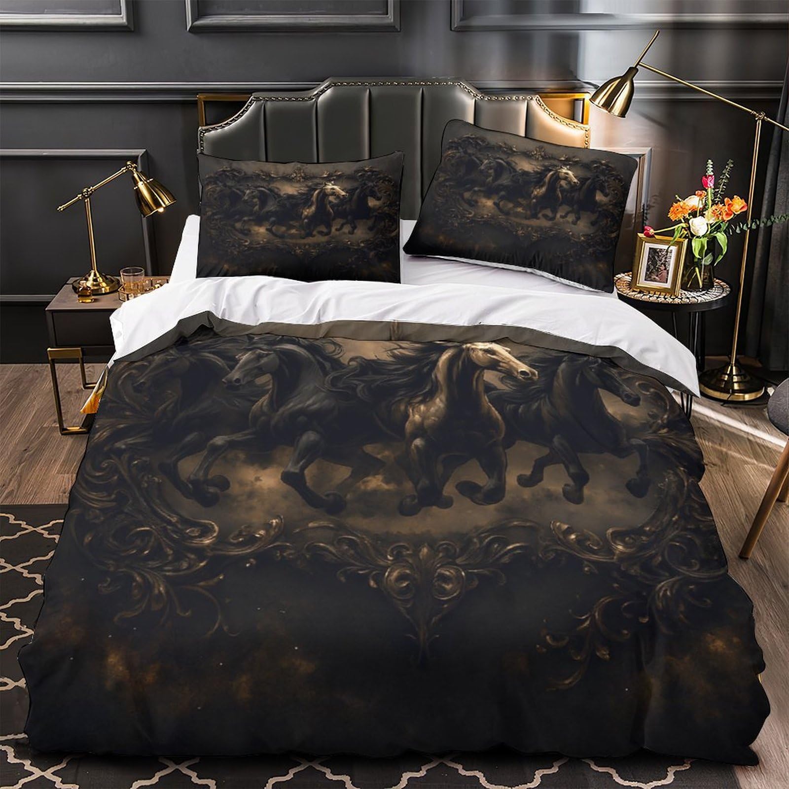 Housse de couette chats sauvages parure de lit cocon douillet pour hiver