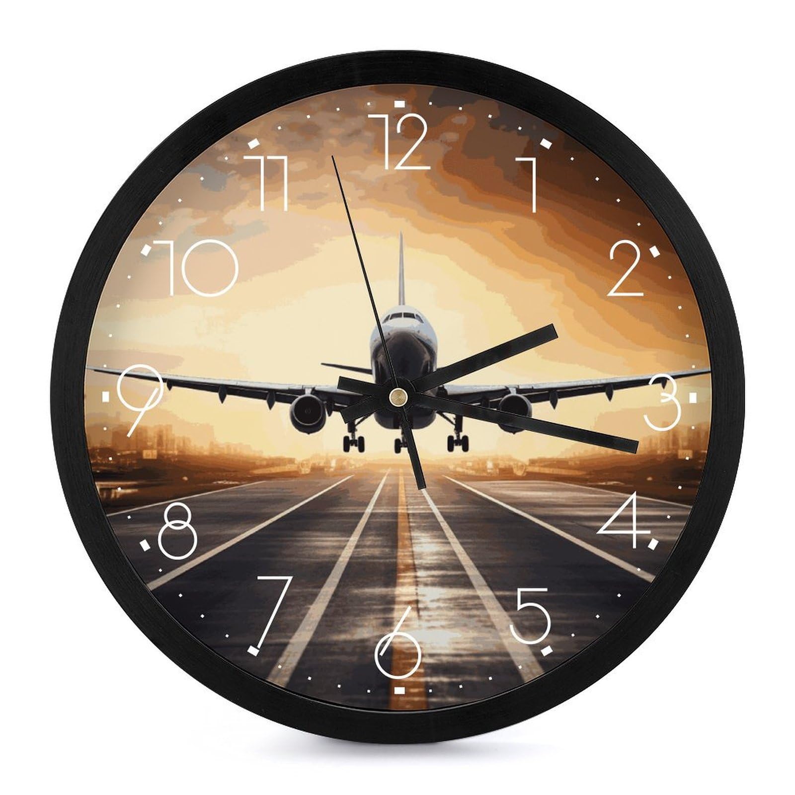 Horloge décorative salon motif avion ronde moderne pour sublimer la chambre et le bureau