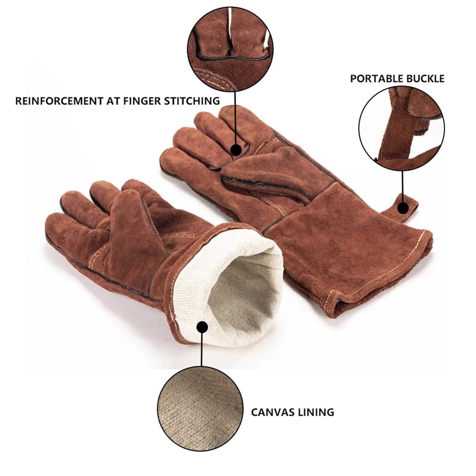 Compatible con guantes de soldadura de cuero dividido de vaca de 14 pulgadas de grosor, aislamiento térmico for soldador, horno, parrilla, barbacoa, tareas de trabajo