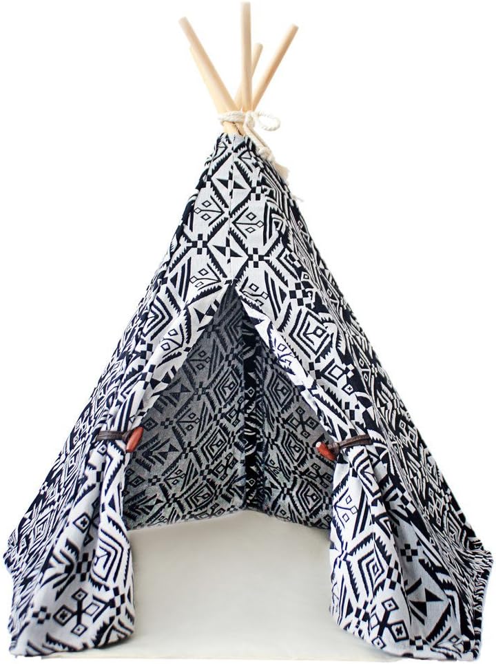 little dove Pet Teepee Dog(Puppy) & Cat Bed - Portable Pet Tents & Houses for Dog(Puppy) & Cat Indian Style 24 Inch no Cushion
