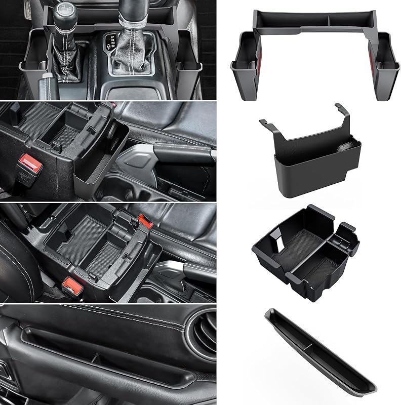Organizador de console central DIAMOOKY para Jeep Wrangler JL JLU 4XE e Gladiator JT 2018–2026 – Kit com 4 peças