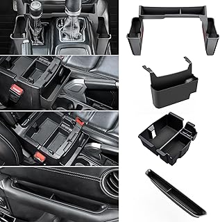 4 organizadores de consola central mejorados para Jeep Wrangler JL JLU 4xe 2018-2025 y Gladiator JT 2020 2021 2022-2025, accesorios para palanca de cambios, bandeja lateral colgante para