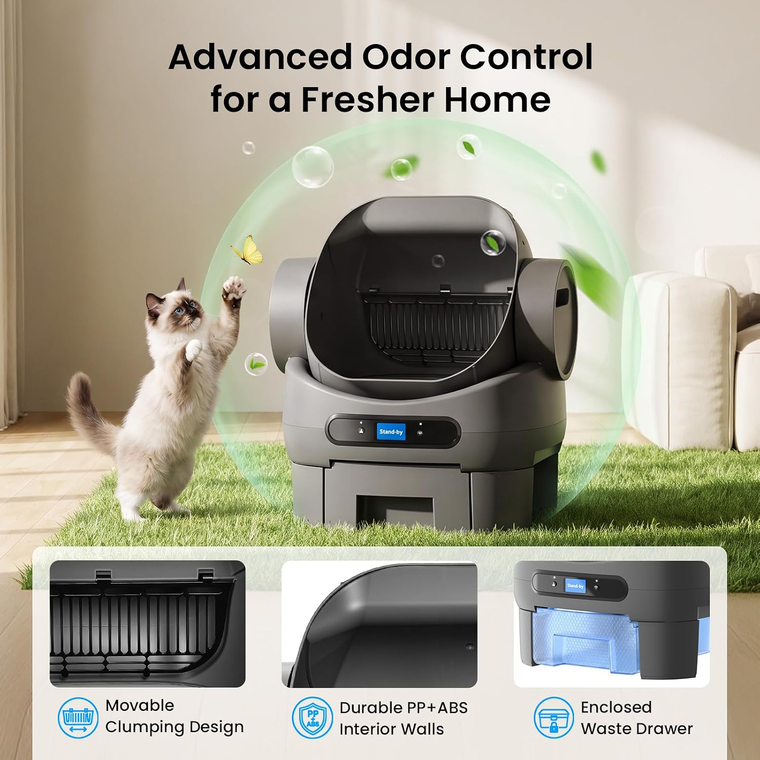 Automatic Cat Litter Box with 10 Safety Sensors, Large Self Cleaning — view 6