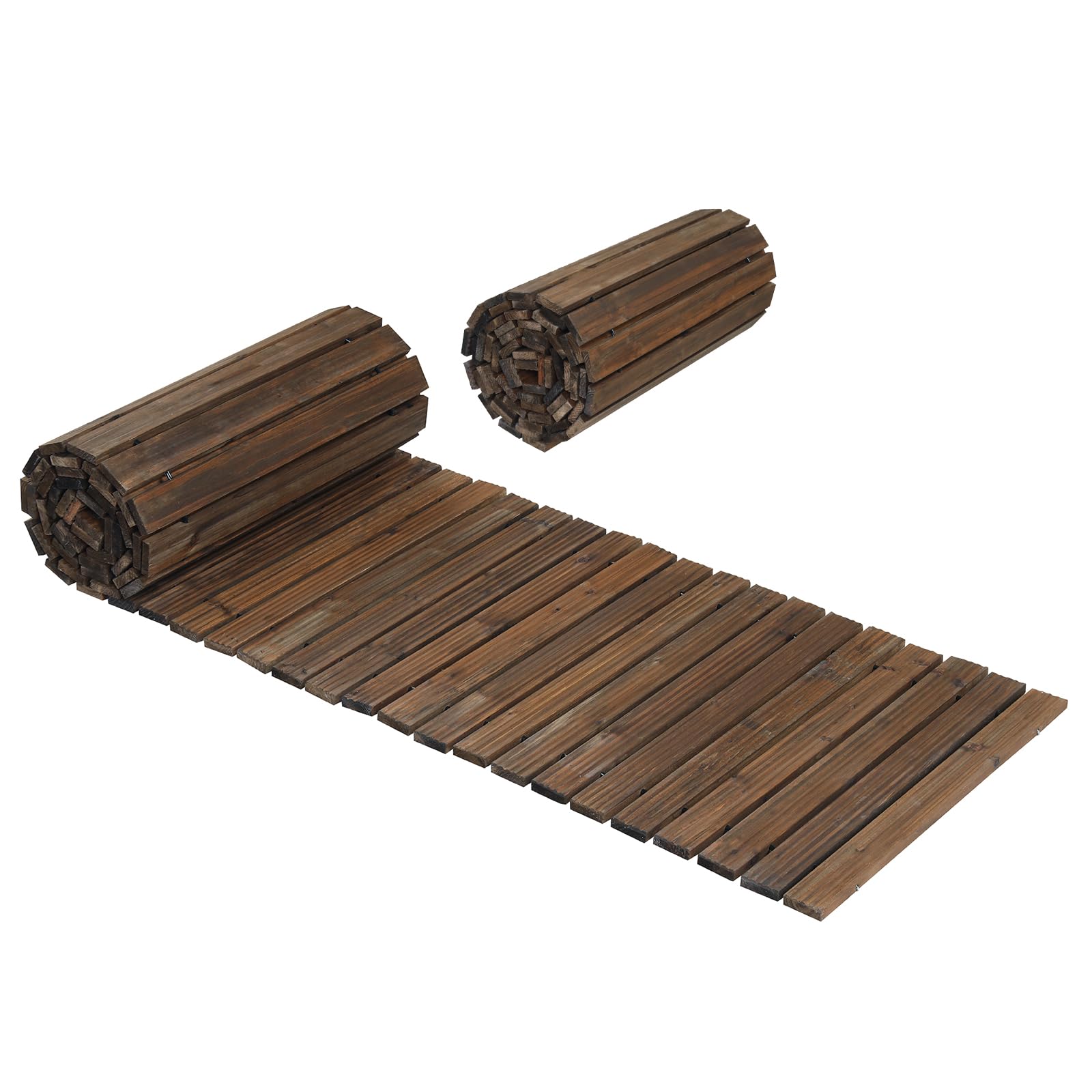 COSTWAY Allée de Jardin en Bois de 367 cm avec Fil d'acier (Marron)