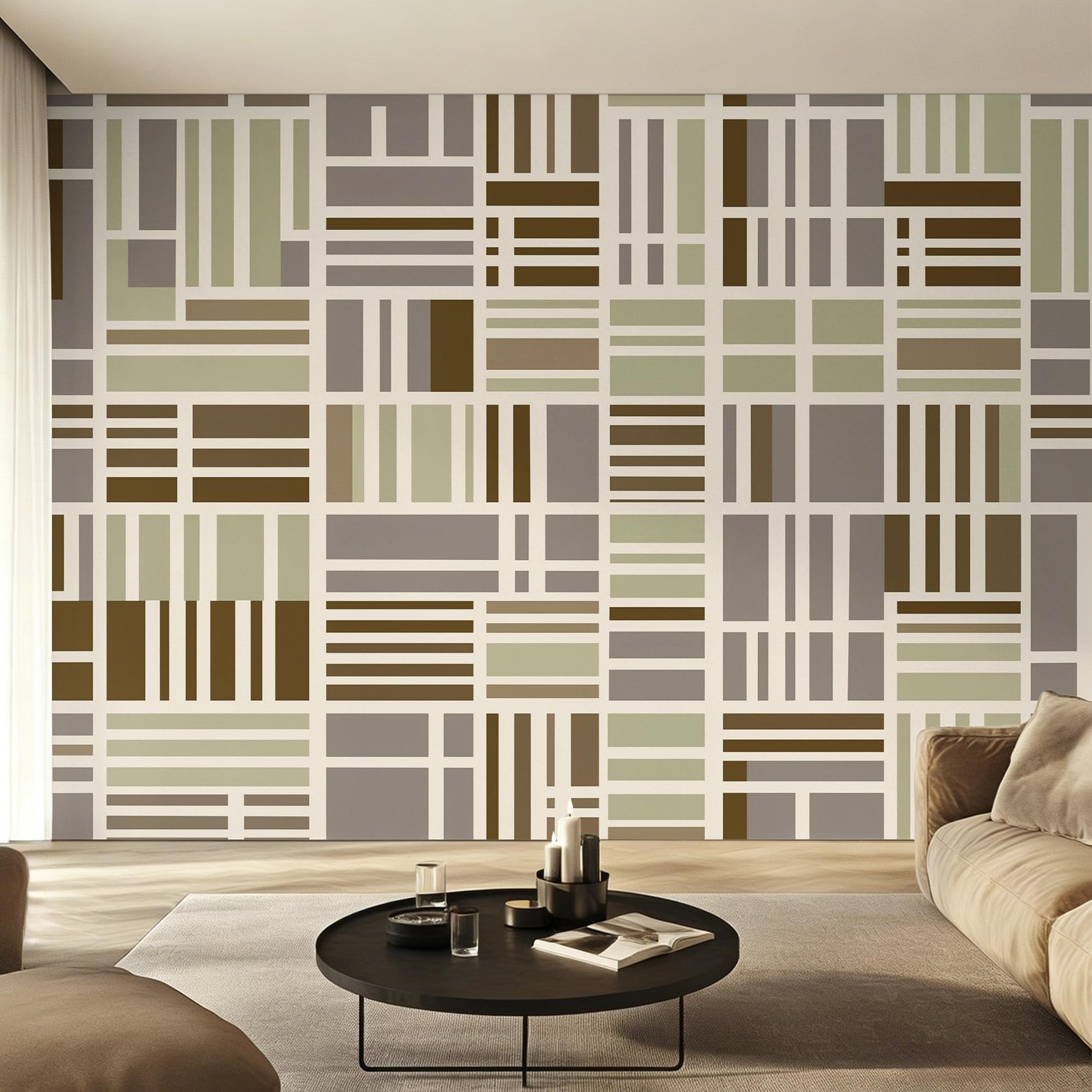 Papier peint panoramique design retro abstrait de haute qualite pour deco