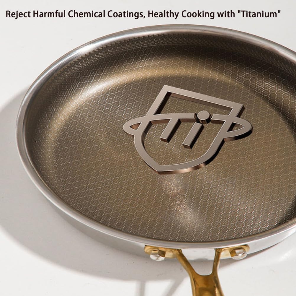 2026 New Titanium Hammered Pan Pro, Multifunctional Ultra-Durable Scratch-Resistant Non Stick, Even Heating for Cooking with All Cooktops,with lid,8.66in