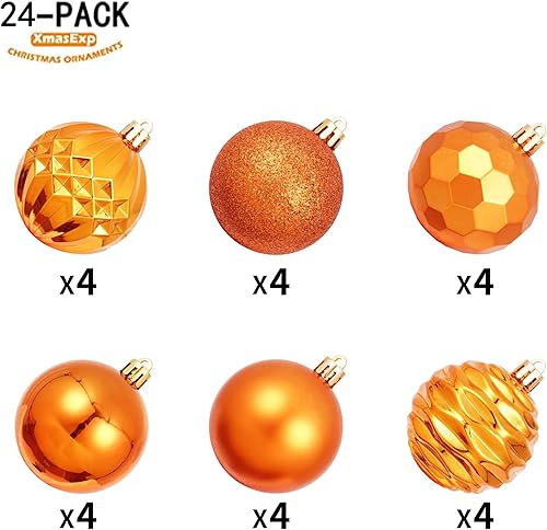 Miniatura 375 de XmasExp Juego de 24 mini esferas de Navidad inastillables para bolas de árbol de Navidad de 1.181 in/1.18 pulgadas (oro rosa)