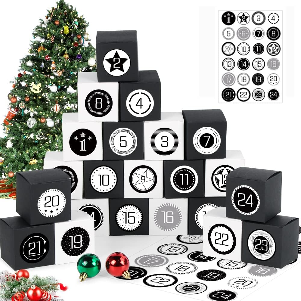 Calendario de Adviento, 24 Calendario Adviento para Rellenar, Cajas Dorada Calendario de Adviento, Calendario Adviento DIY, Calendario Adviento Rituals 2022 con Adhesivos Digitales de Adviento — view 10