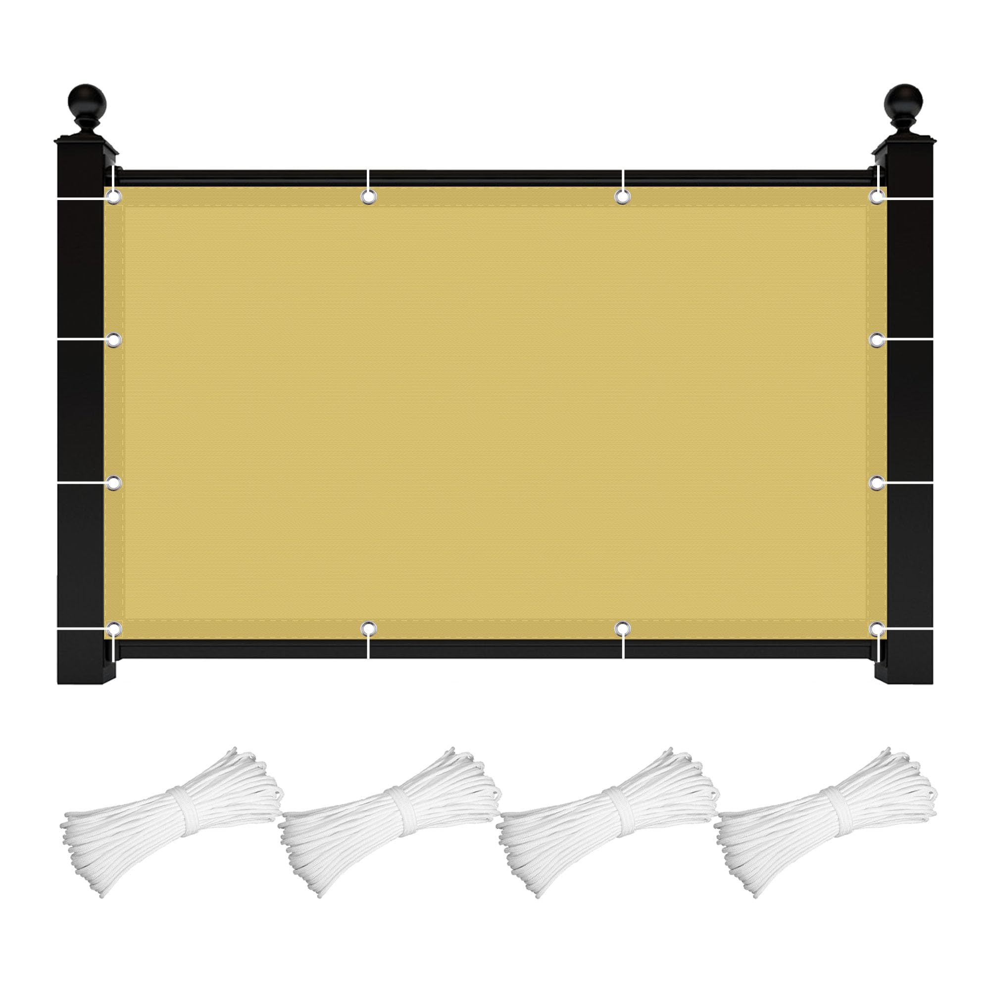 Voile d'ombrage rectangulaire 5.5x7m imperméable jaune sable