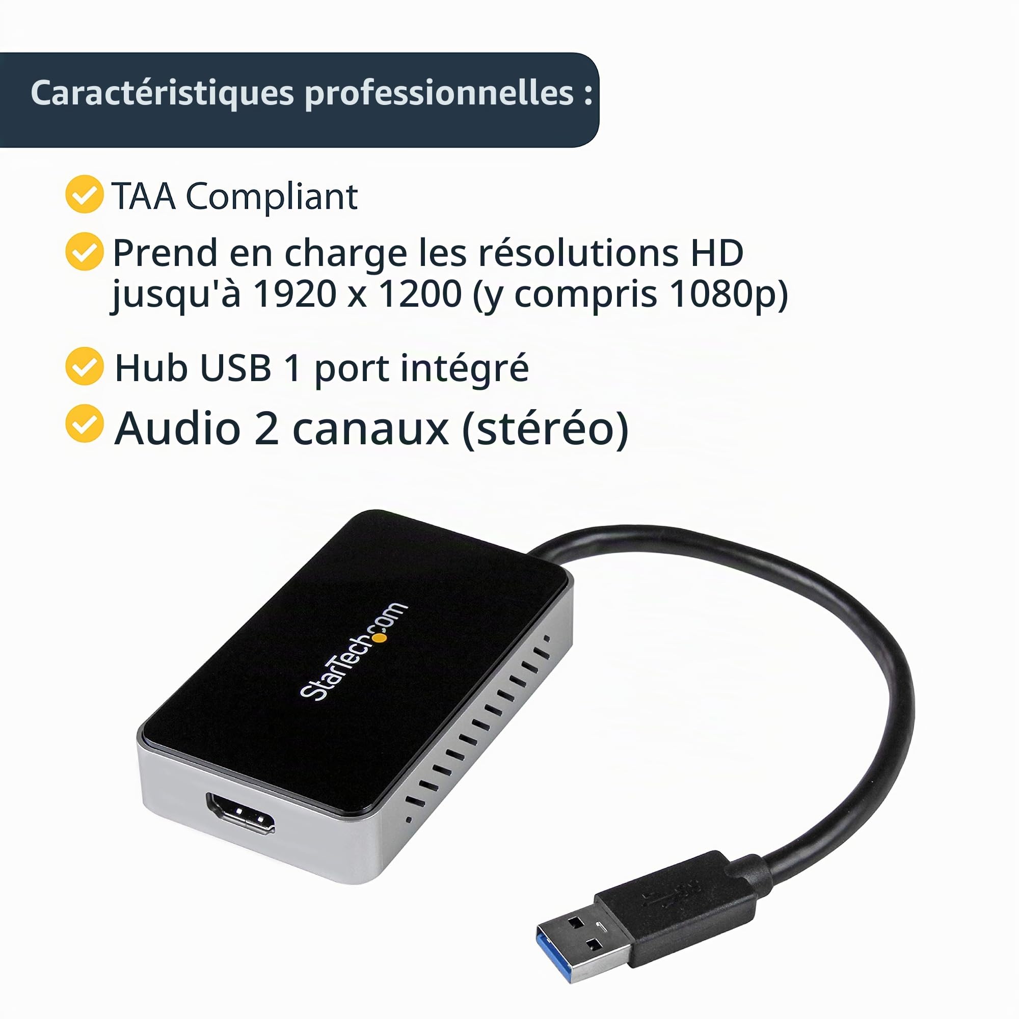 StarTech Adaptateur USB 3.0 vers HDMI avec 1x USB pour Windows (USB32HDEH)