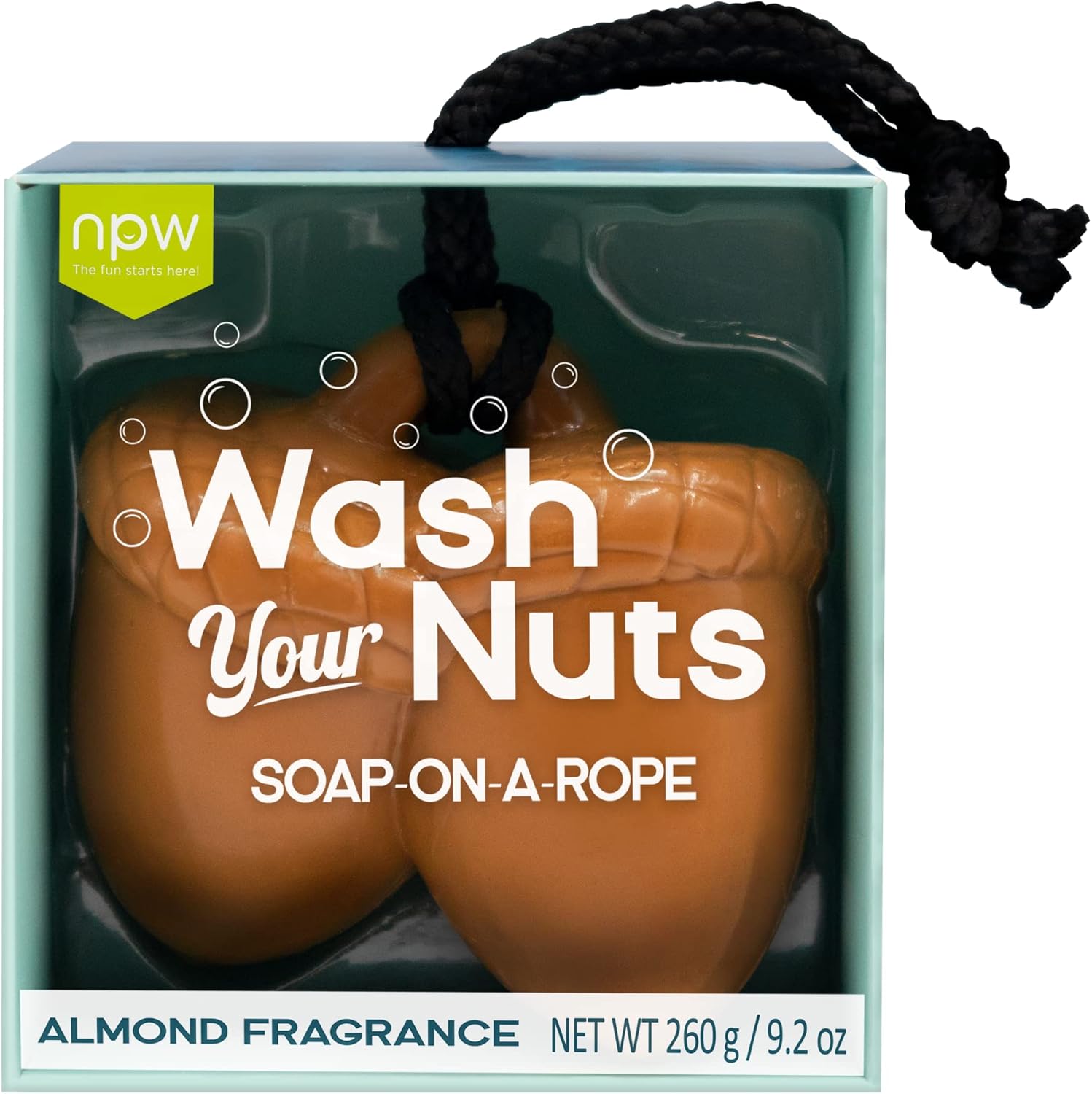 NPW-USA Hello Handsome Wash Your Nuts Soap-On-A-Rope, Nutty Almond