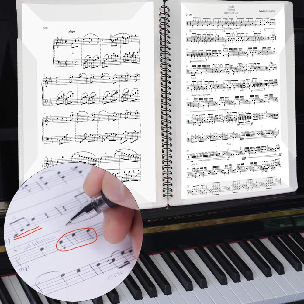 BUZIFU Raccoglitore Porta Spartiti Musicali Cartella Spartiti Musicali A4 Porta Documenti Musicale Cartella di Archiviazione della Musica con 30 Pagine/60 Tasche per Suonatori di Strumenti
