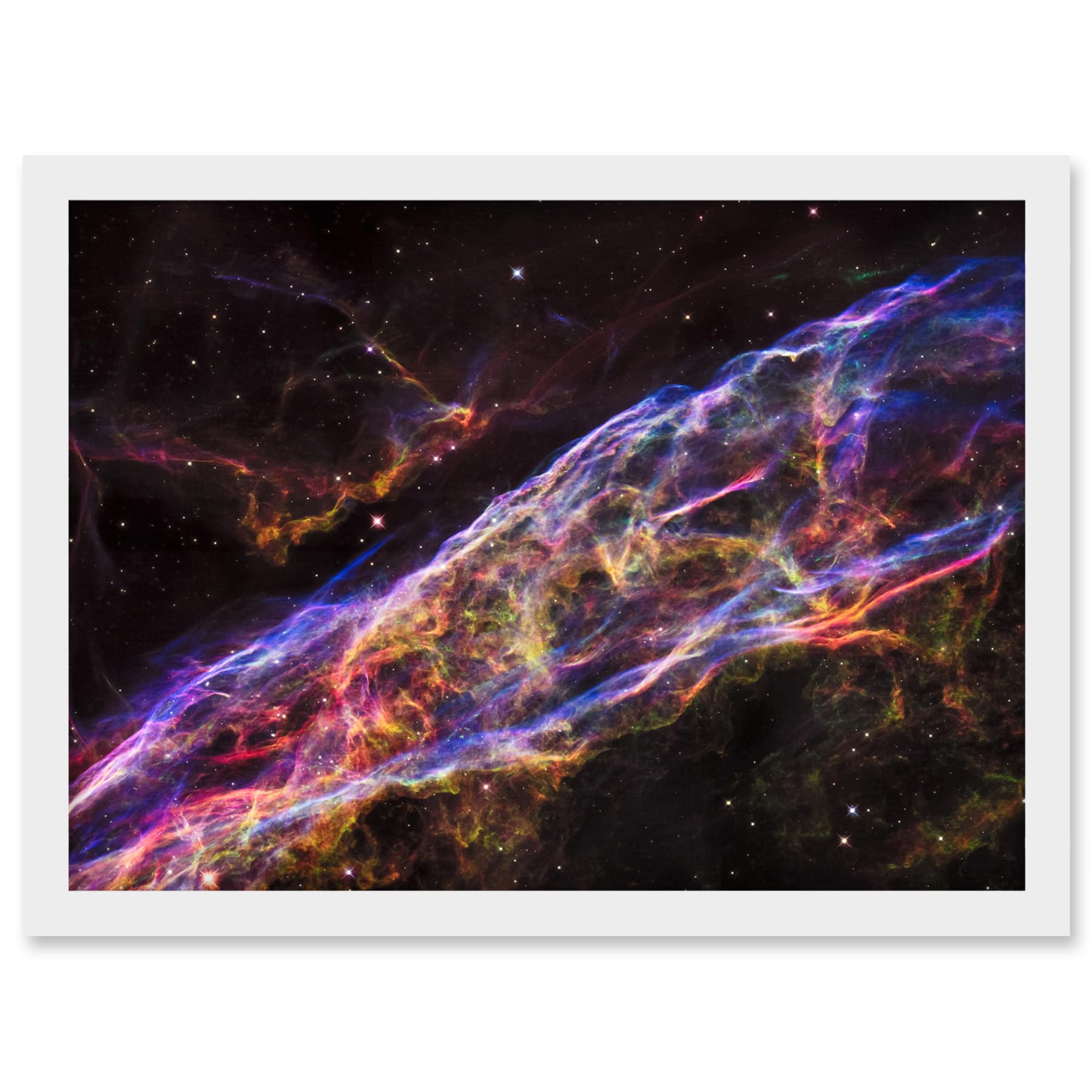 Artery8 Hubble Space Telescope Image Veil Nebula Supernova Remnant Blast Wave Stunning Massive Star Debris Remains Artwork Framed A3 Wall Art Print