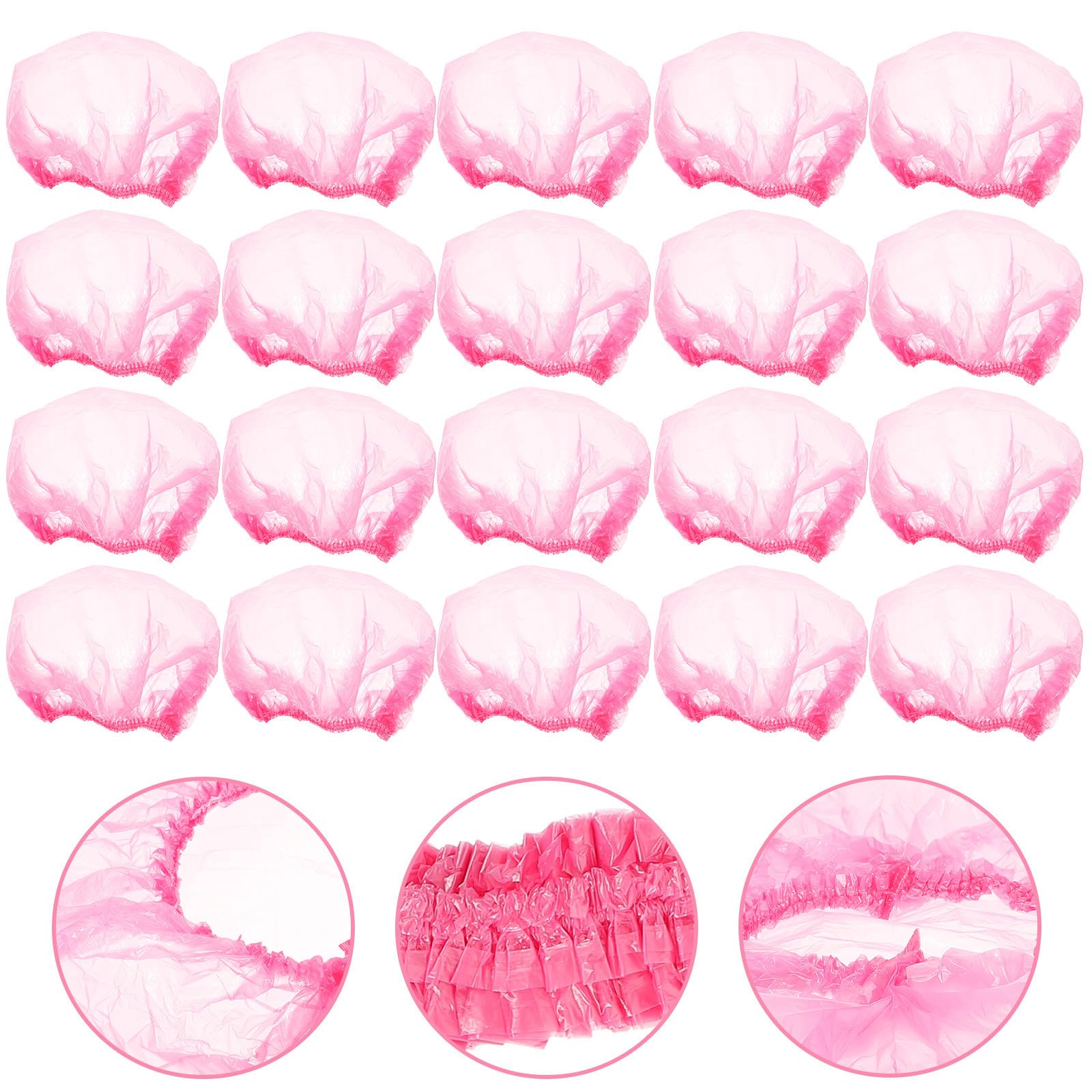 500 Stück Einweg Duschhauben für Frauen aus Kunststoff Elastisch und Große Rosa Badehauben für Duschen und Gesichtsbehandlung