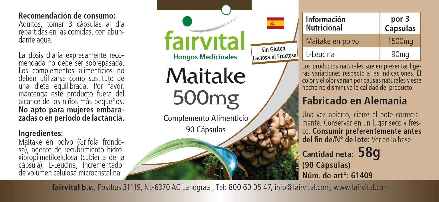 Extrait De Champignon Maitake 500mg Tecepec - Double Extraction, Capsules, Soutien Immunitaire Et énergie, Expiration 02/2027.