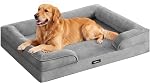 Feandrea Orthopaedic Dog Sofa Bed, M Dog Bed with Raised Sides, Egg Crate Foam, Removable and Washable Cover, Non-Slip Bottom, Water-Resistant Lining, Dove Gray, 76 x 51 x 16 cm UPGW321GD01