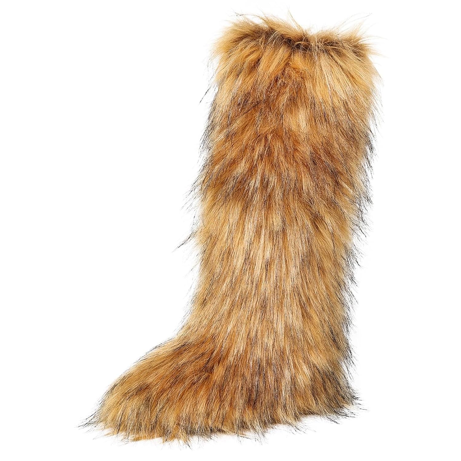 Women Knee High Furry Faux Fur Boots Winter Fuzzy Fluffy Cute Anti Slip Suede Warm Long Snow Boots