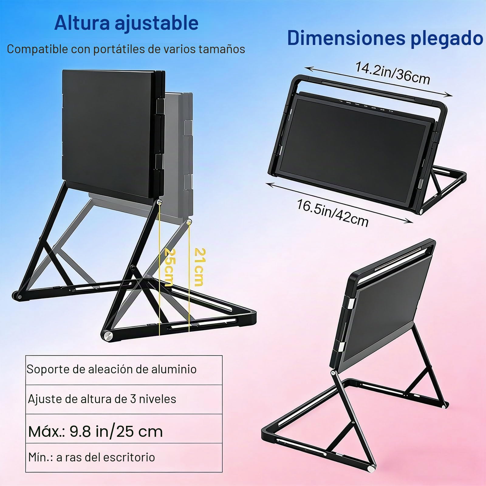 Portátil de Triple Pantalla, Aura Display, Monitor Dual portátil de 15,6 Pulgadas, diseño Delgado y Ligero, multipantalla para Viajes de Negocios.