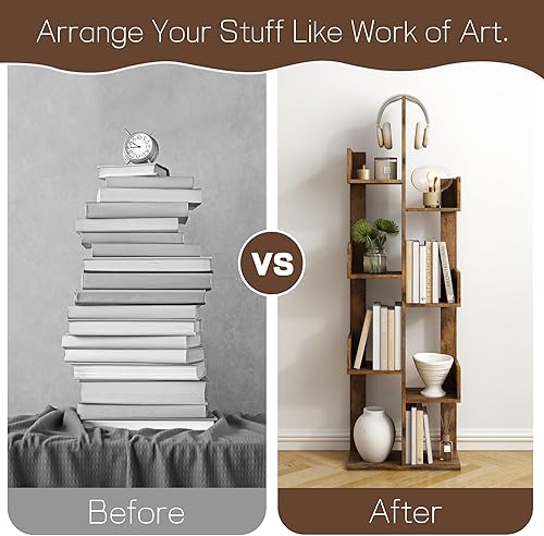 Miniatura 7 de Estantería de 8 niveles, estantería de árbol con 8 estantes para libros, estante de almacenamiento de pie para libros, CDs, plantas, estantería de