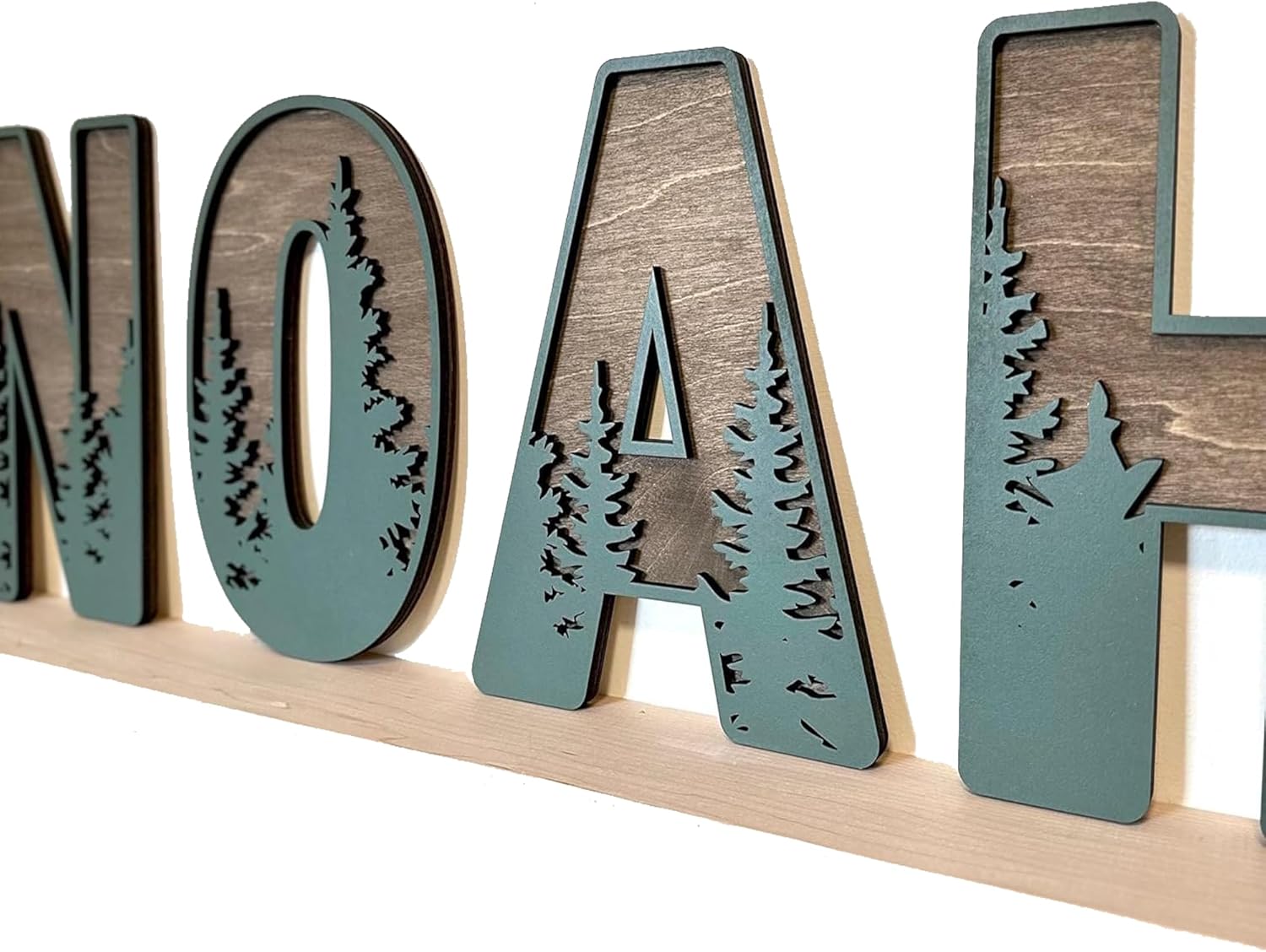 Name Sign For Nursery, Boho Nursery Sign, Family Name Signs, 3D Wall Art for Children & Kids Rooms, Baby Shower, First birthday gift (Woodland)