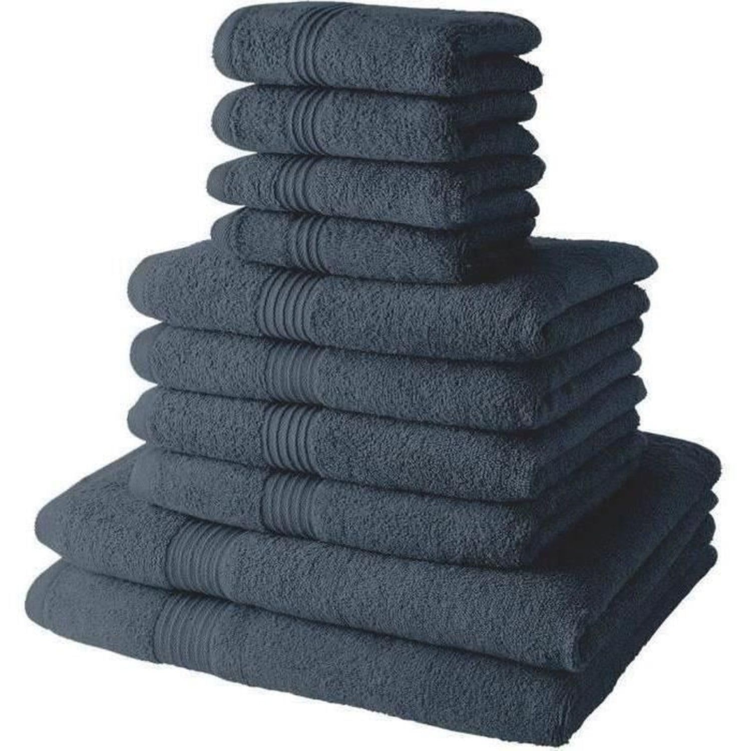 TODAY Set of 4 Bath Towels 30 x 50 cm + 4 Bath Towels 50 x 90 cm + 2 Bath Sheets 70 x 130 cm 100% Cotton Denim
