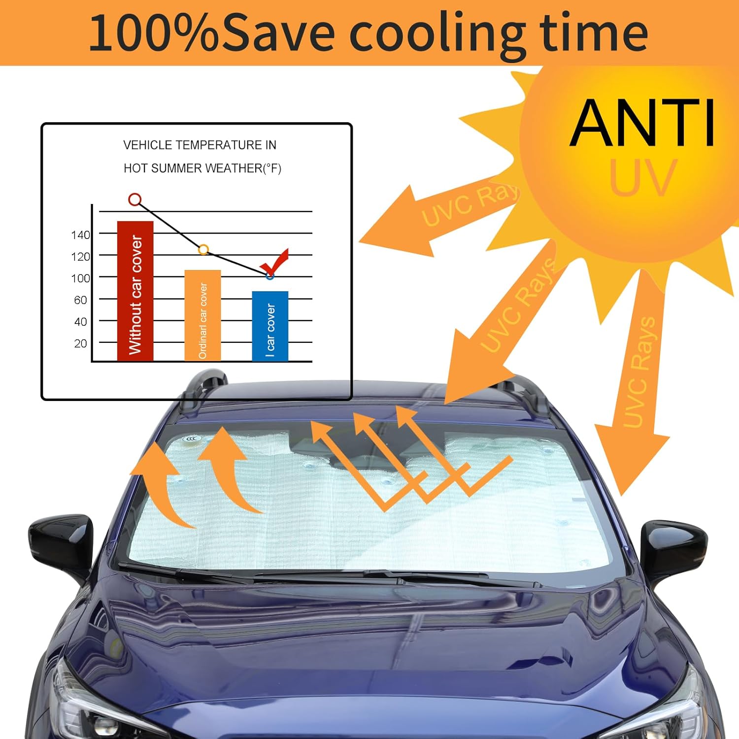 Windshield Sunshade Compatible with Su-baru Crosstrek 2024-2025, Folding Car Sun Shade for Front Window, Auto Sun Protection Visors Blocks UV Rays and Keeps Vehicle Cool
