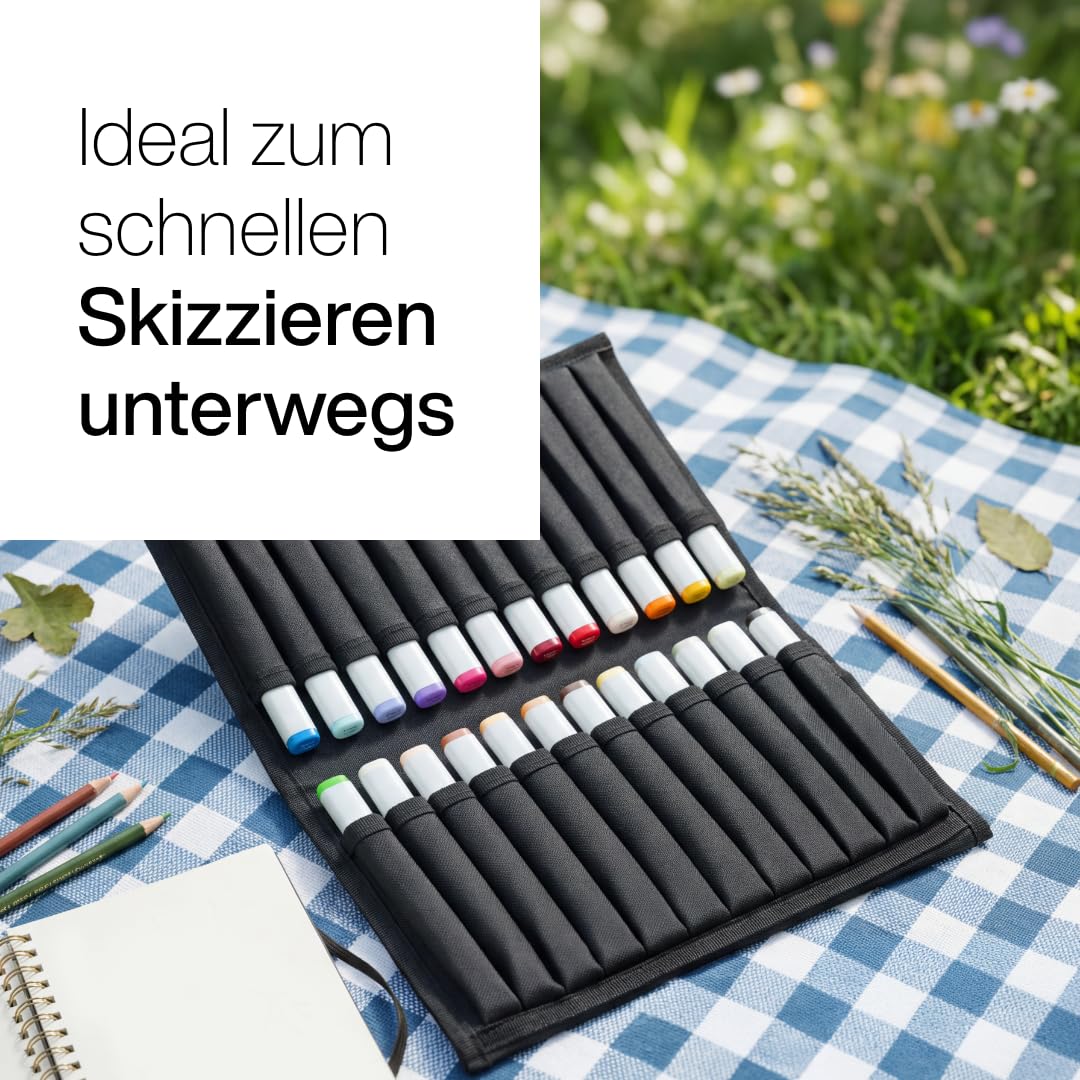 COPIC Sketch Set "Starter Set", 24er Set im Wallet, Twin Marker mit einer mittelbreiten und einer Brush-Spitze