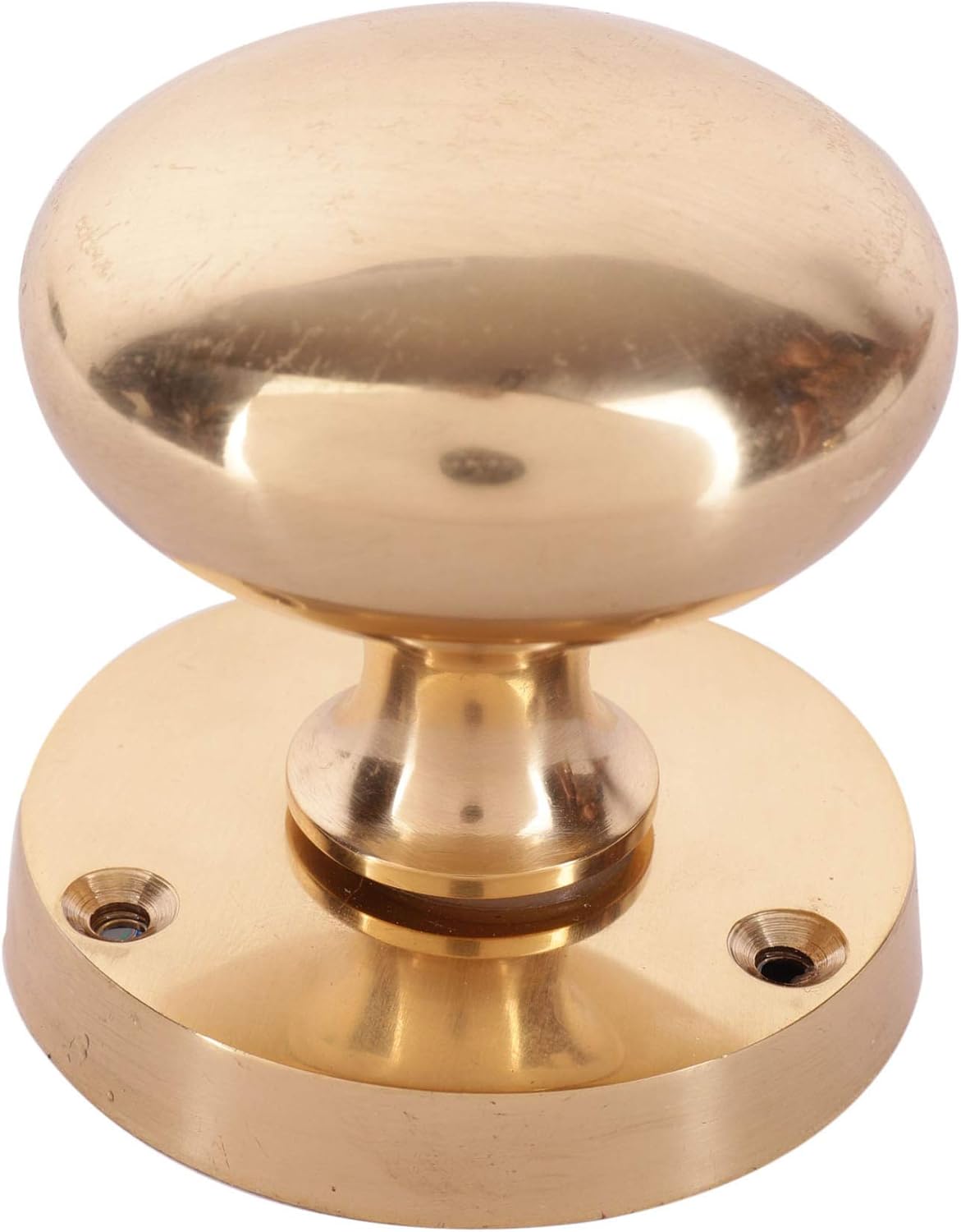 SKANDH Brass Yellow Dummy Door Knob Set with Spindle for Interior Doors, Non-Turning Inactive Victorian Door knob, 2.5" Inch Polished Brass Lacquered