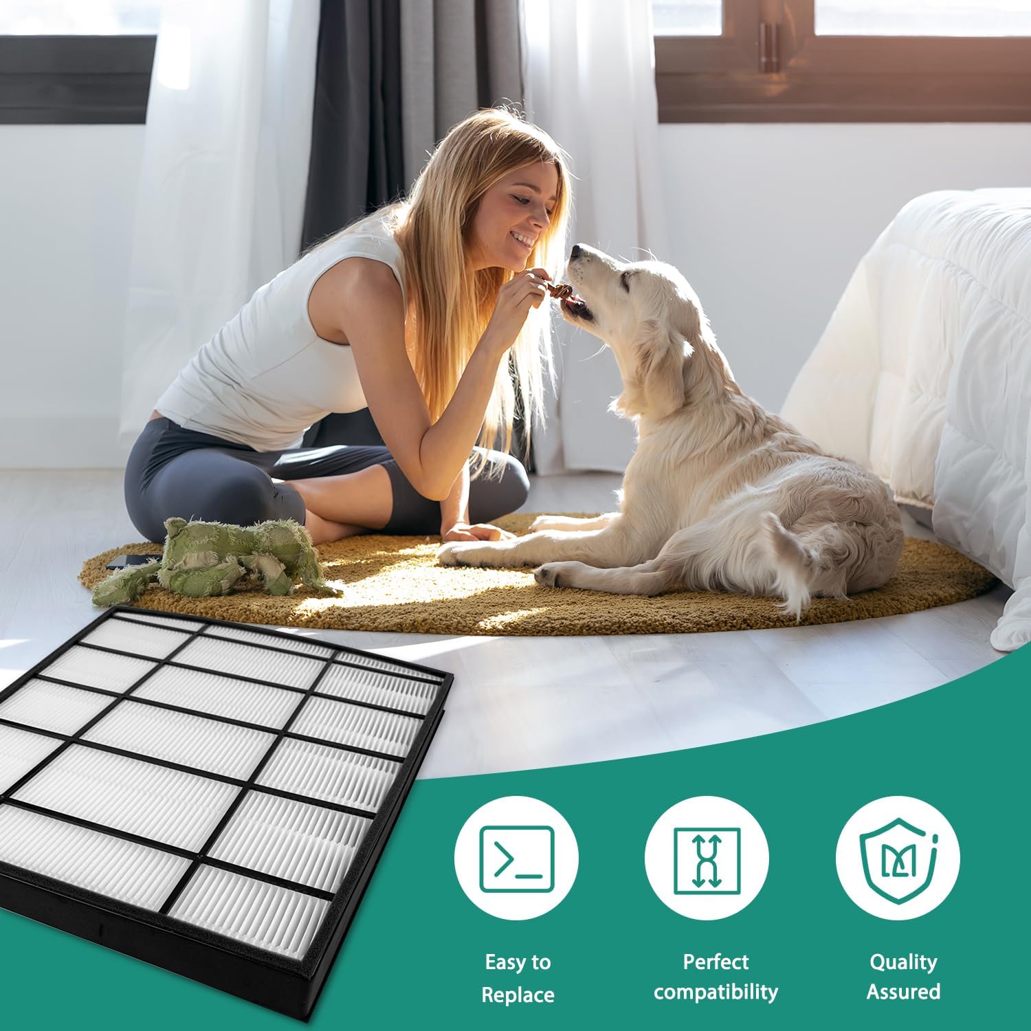 True HEPA Replacement Filter Compatible with Hunter HP800 Multi-Room Large Console Air Purifier Series, 1 H13 HEPA Filter and 4 Pre-Filters, Compare to Part# H-HF800-VP - Image 9