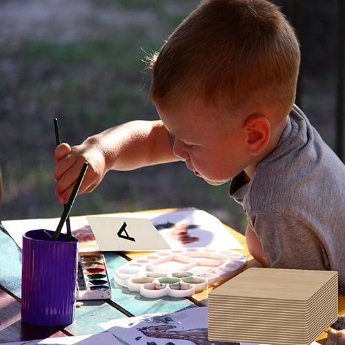 Miniatura 6 de 20 piezas de madera sin terminar, de 5 x 5 pulgadas, cuadrados de madera natural en blanco para manualidades, pintura, azulejos de scrabble,
