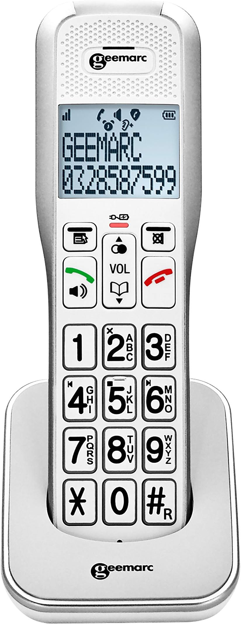 AMPLIDECT595 AD - ADDITIONAL HANDSET for AMPLIDECT595 RANGE- EXTRA LARGE SCREEN AND BUTTONS- CALLER ID and ADJUSTABLE VOLUME- WHITE COLOR- UK VERSION