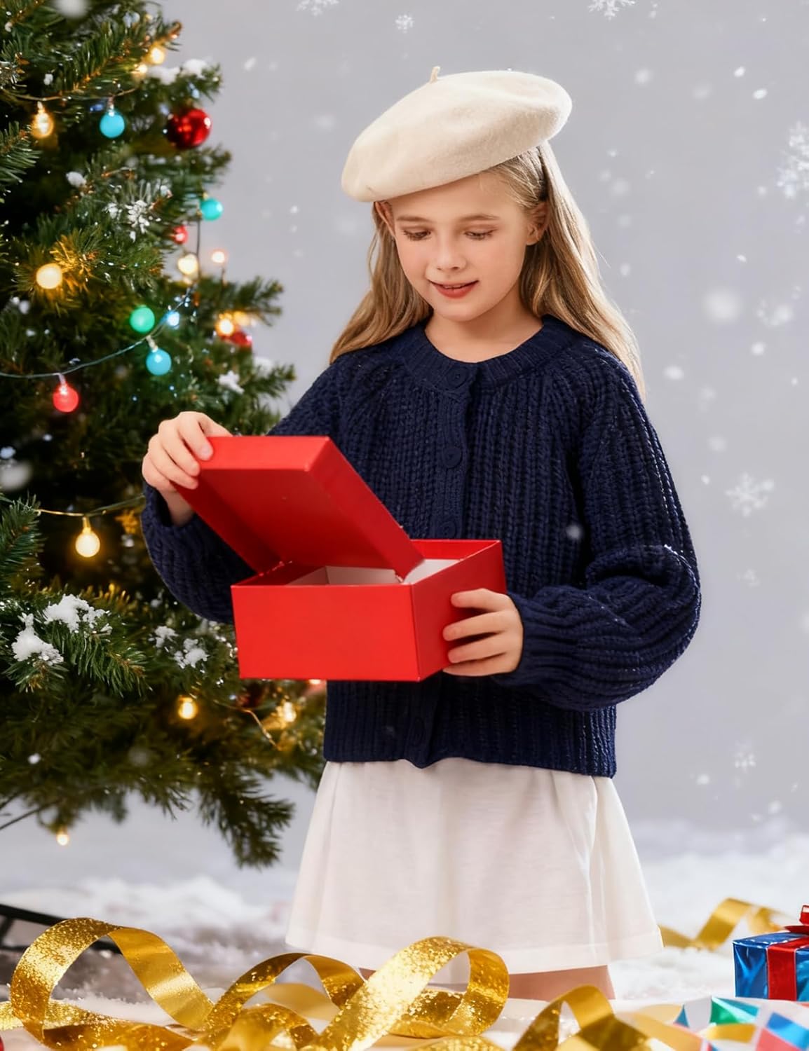 Yimoon Girls Cardigan Button Down Chunky Knit Sweaters Cute Long Sleeve Open Front Cardigan Fall Outerwear - Image 2