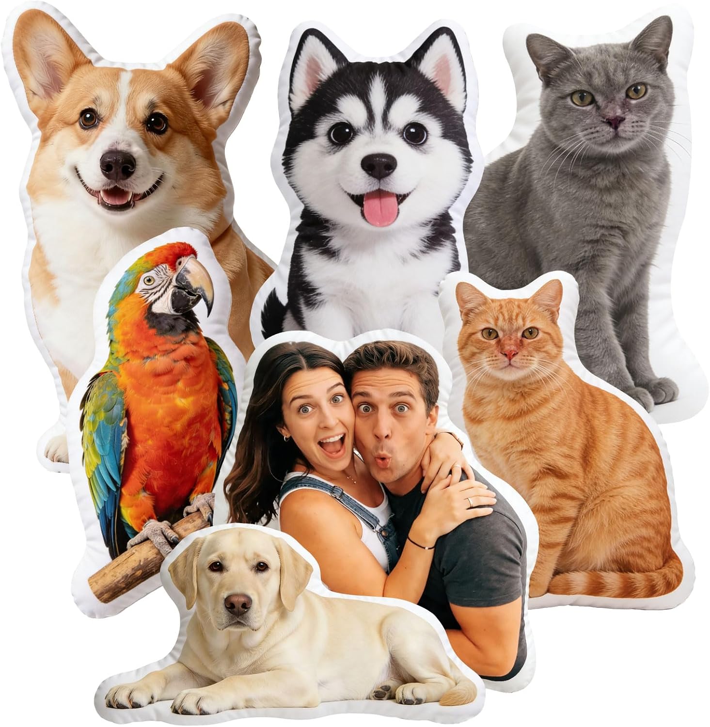 Custom Pet Pillow with Photo - Personalized Dog Cat Face Shaped Pillow, Customized Dog Remembrance Gifts, Dog Mom Gifts & Dog Birthday Decorations for Pet Lovers