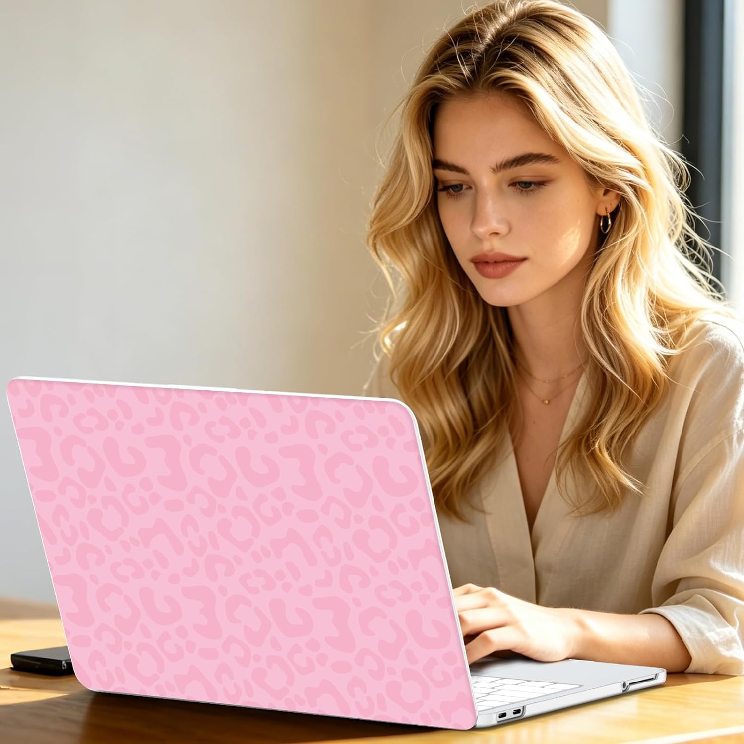 AKIT Compatible with MacBook Neo Case 13 inch 2026 Release A18 Pro, Unique Pattern Plastic Hard Shell Laptop Case+Screen Protector+Keyboard Cover for New MacBook Neo 13 inch A3404, Leopard Pink