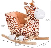 Vista 7 de Qaba Juguete de Caballo Mecedor de Peluche para Niños Estilo Jirafa con Canción para 18-36 Meses, Marrón