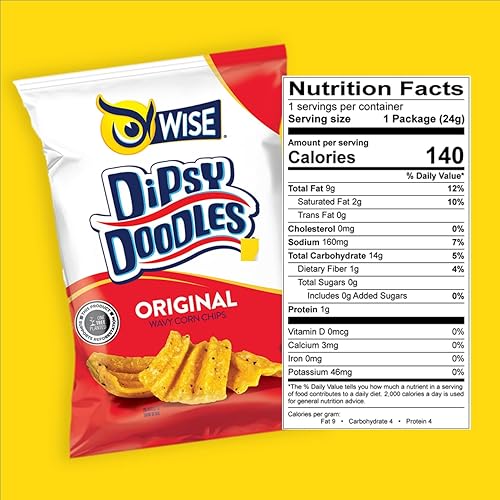 Miniatura 2 de Wise Snacks Dipsy Doodles - Chips de maíz ondulados, originales, chips a granel para aperitivos divertidos y sabrosos sin gluten, 0.00 oz de grasa
