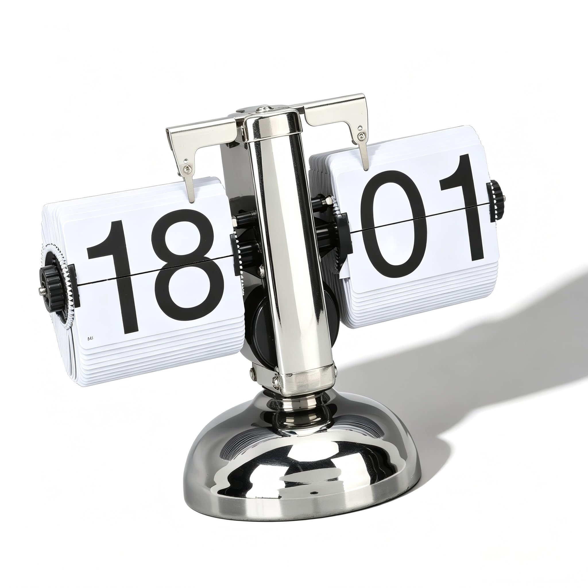 Flip Desk-Uhr, Edelstahl-Retro-Digital-Flippendes Pendeluhr 24 Stunden
