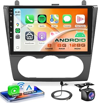 8Core 6G+128G Android 15 Car Stereo Radio for Nissan Altima 2008 2009 2010 2011 2012, Rimoody Wireless Carplay Android Auto GPS 5G-WiFi Mirror Link 9 Touchscreen EQ FM/RDS Bluetooth Backup Camera