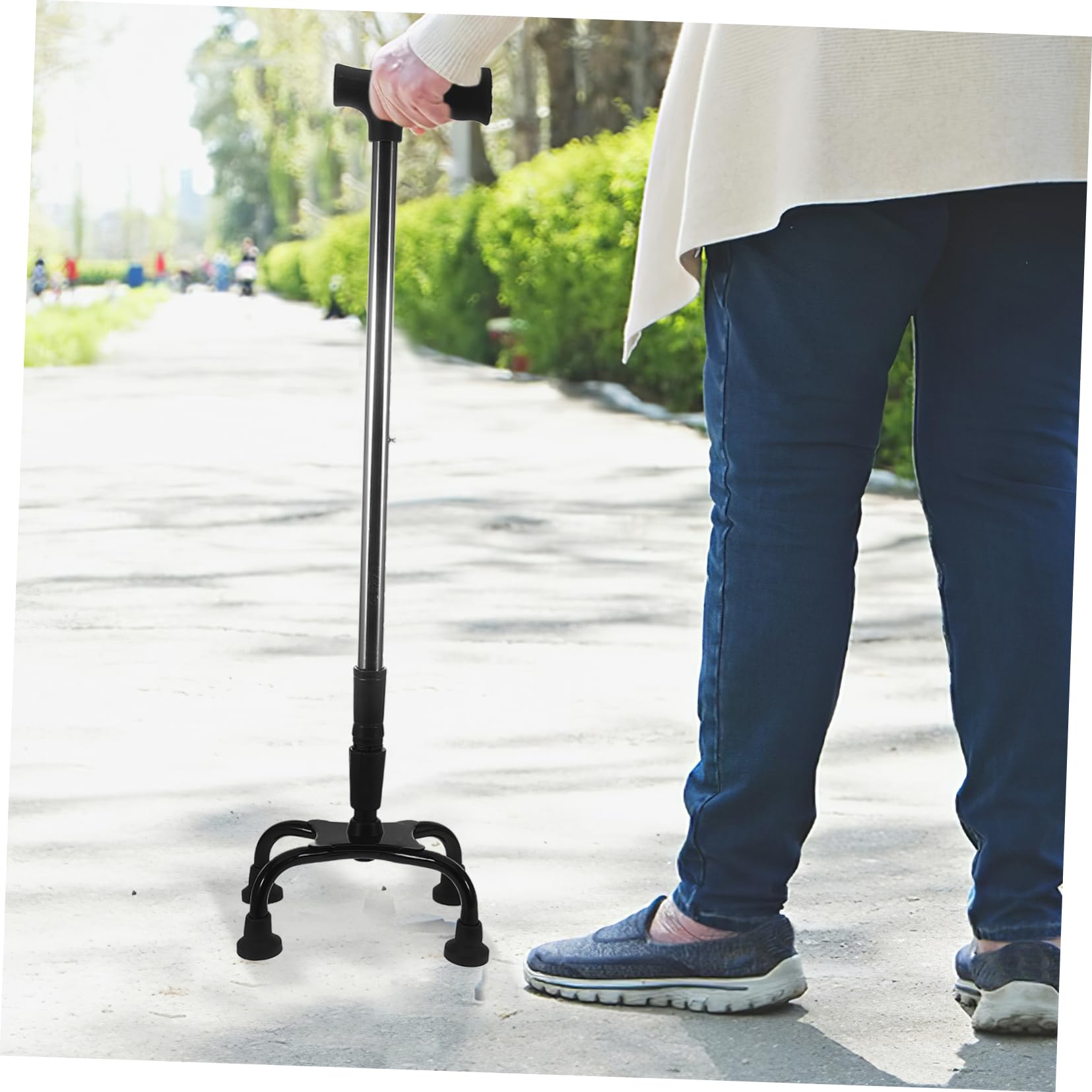 BESTYASH Bastón Ajustable De Acero Inoxidable para Personas Mayores Bastón Plegable De Cuatro Patas Mango Antideslizante Portátil para Uso Exteriores Hogar y Viajes