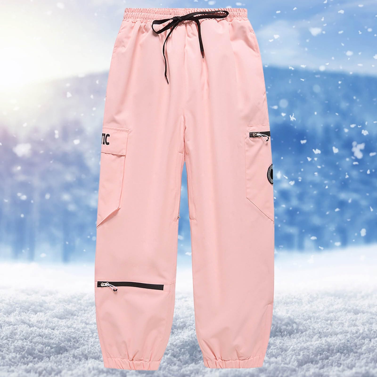 Generico Pantaloni Neve Uomo con Tasche Multiple Pantaloni Sci Invernali Pantalone Neve Caldo Baggy Snowboard Pants Tecnici Salopette Montagna