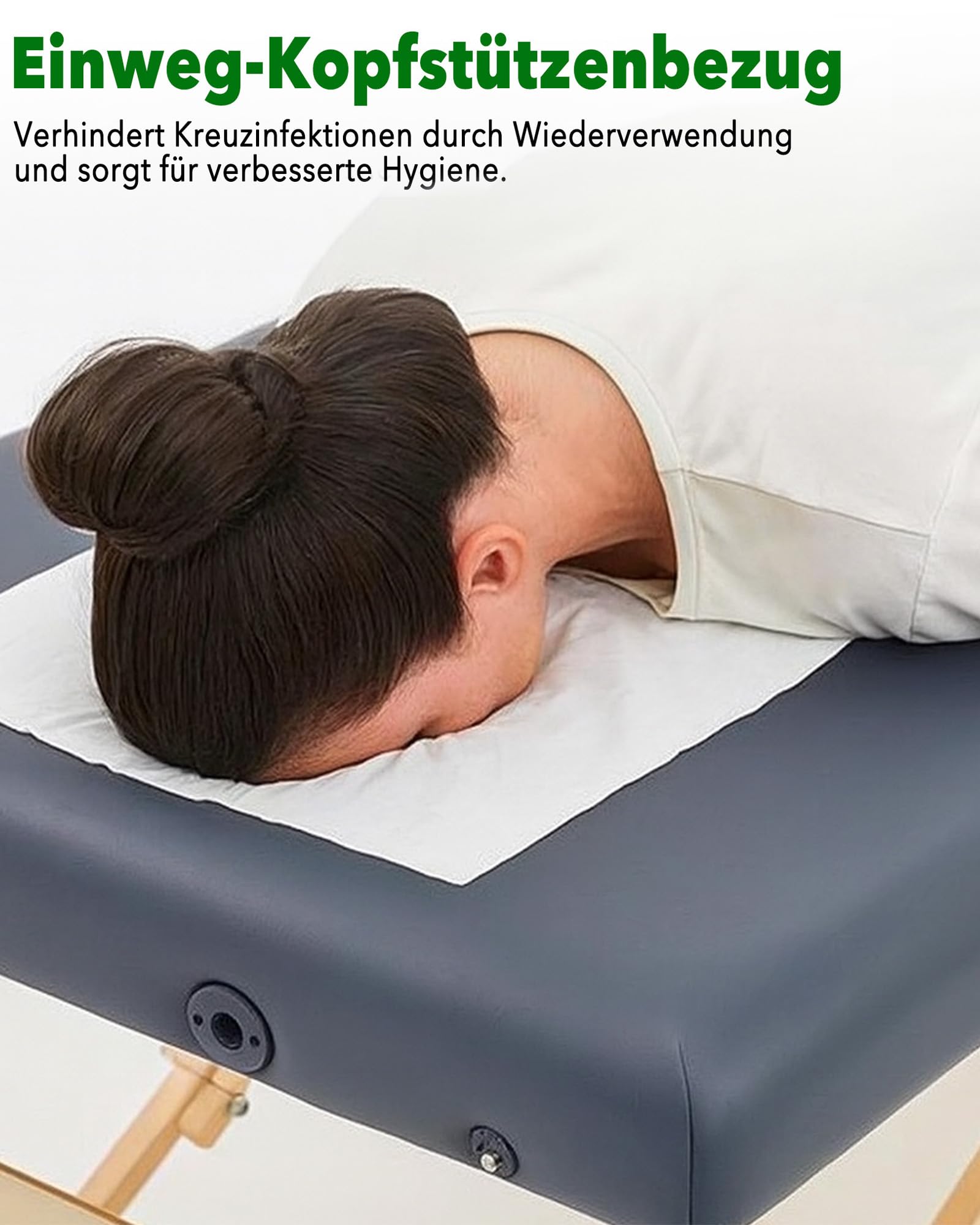 Einweg Nasenschlitztücher Massageliege 600 Stück: Weiche Vliesstoff Kopfauflagen 40x40cm für Massagetisch und Kosmetikbank für Therapeuten und Kosmetikerinnen zur hygienischen Kundenbetreuung
