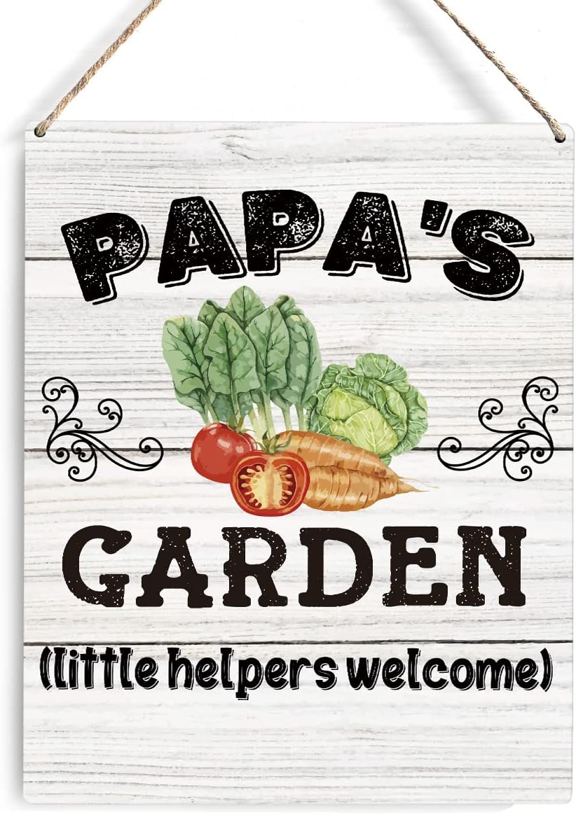 Amazon.com : Farmhouse Papa&rsquo;s Garden Wooden Sign Wall Decor Rustic