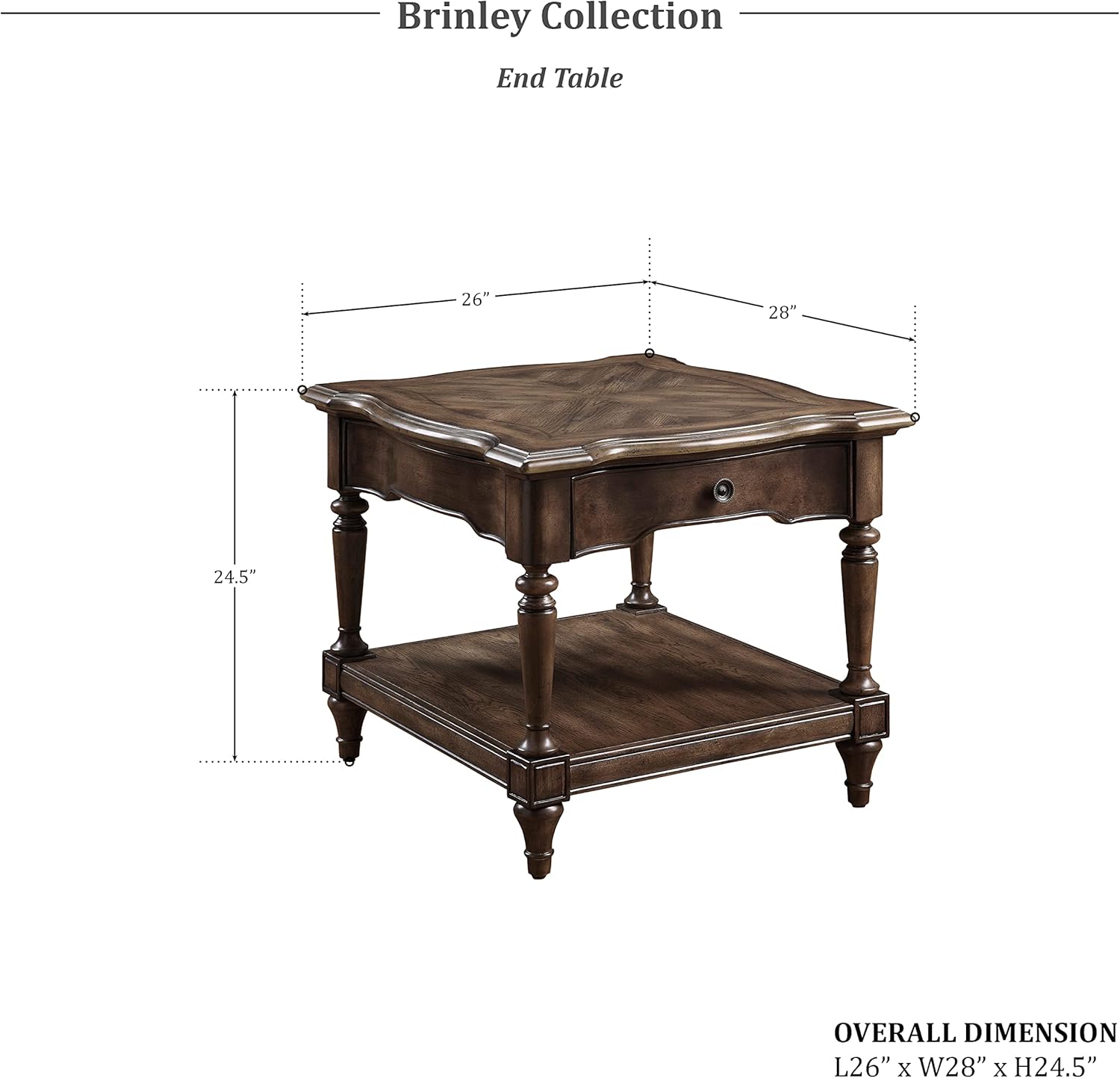 Lexicon Brinley End Table, Brown Oak
